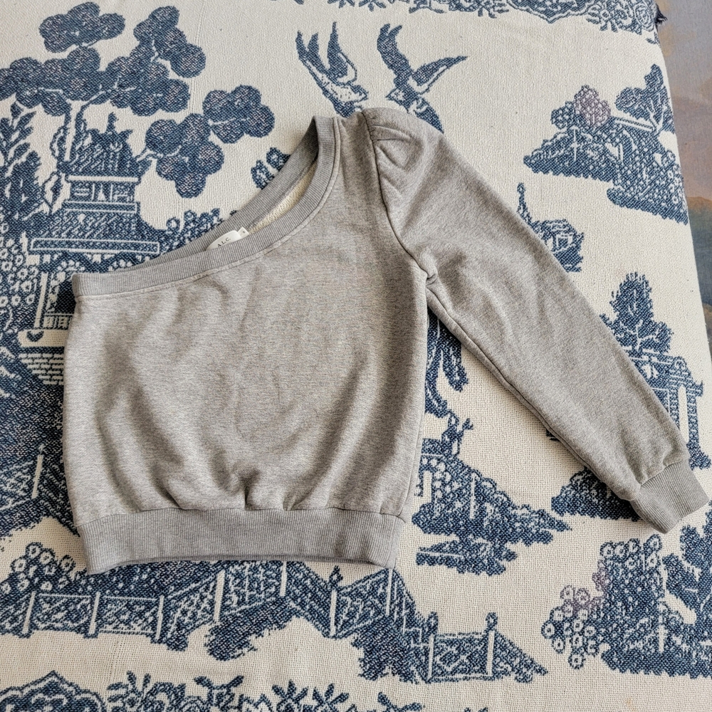 ALC One Shoulder Puff Sleeve Sweatshirt Small